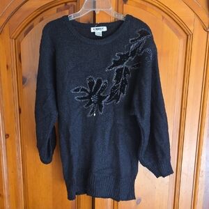 LouBella Black Women's Sweater with Floral Design